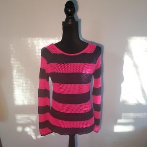 Pink & black crochet sweater